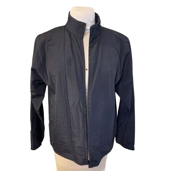 Eileen Fisher Full Zip Jacket Black Stand Up Collar Sz. M Packable Lightweight - Picture 6 of 10